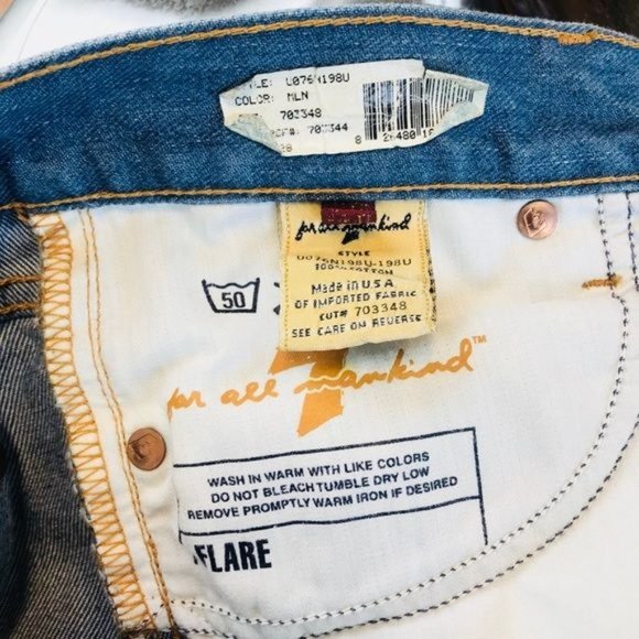7 For All Mankind Flare Jeans Designer Denim Light Blue Wash Womens Size 28 - Picture 9 of 12